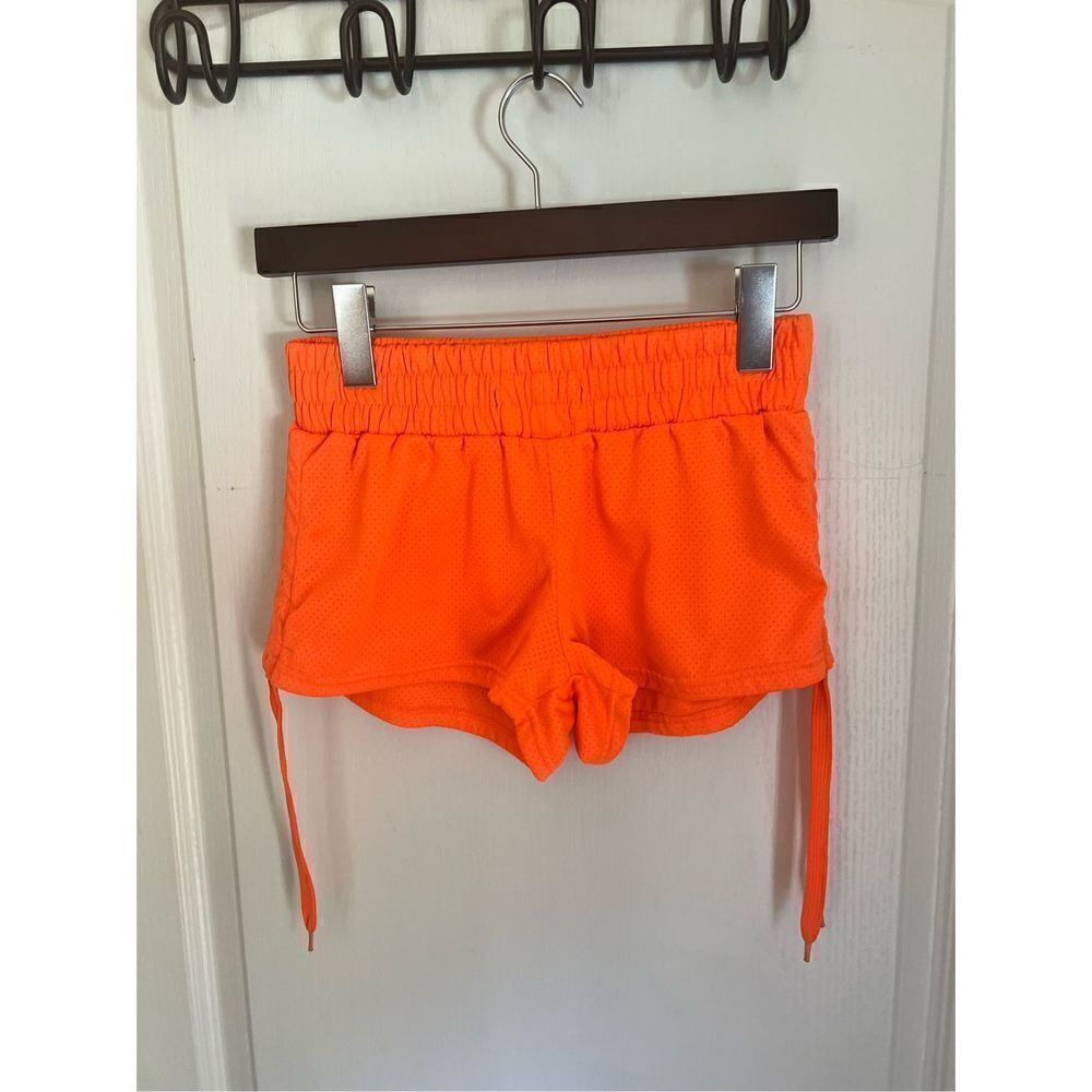 Cotton Candy Orange LOVE print Shorts with drawstring legs and elastic waist